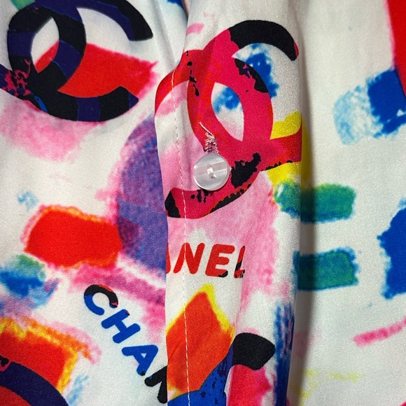 Chanel Colorful Logo Print Blouse - Picture 11 of 16